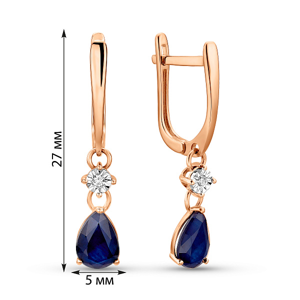 Серьги из красного золота с сапфирами и бриллиантами (арт. С011753с) – изображение 2