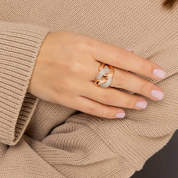 Кольцо из красного золота с фианитами (арт. 156523) – изображение 2