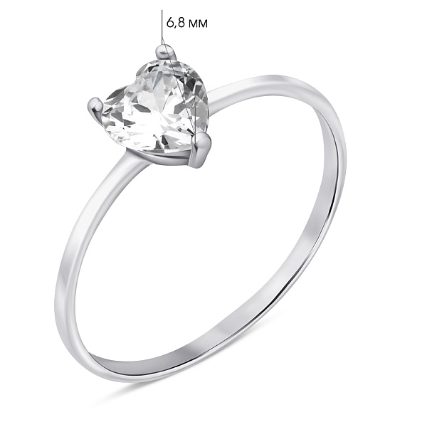 Серебряное кольцо Сердце с фианитом (арт. 7501/618кп) – изображение 2