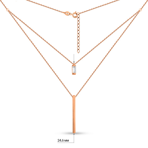 Многослойное колье из красного золота с фианитом (арт. 352437) – изображение 4