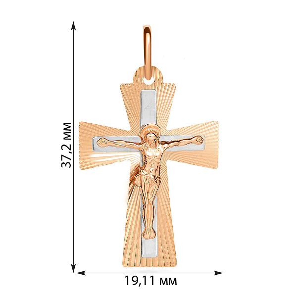 Золотий натільний хрестик з розп'яттям і насічками (арт. 521043н) – зображення 3