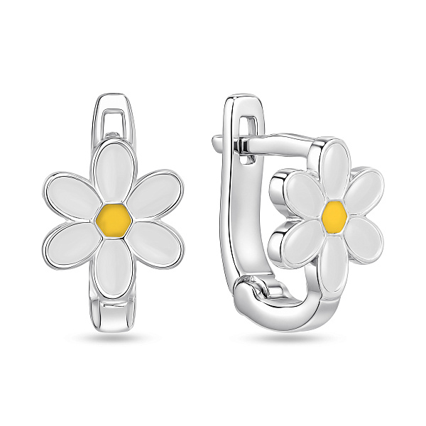 Серебряные серьги цветок с эмалью (арт. 7502/2722ебж) – изображение 1