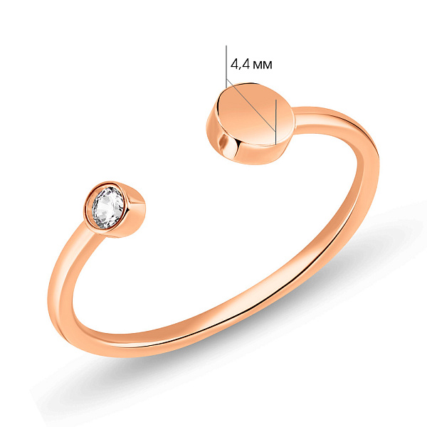 Золотое незамкнутое кольцо с фианитом (арт. 155555) – изображение 3