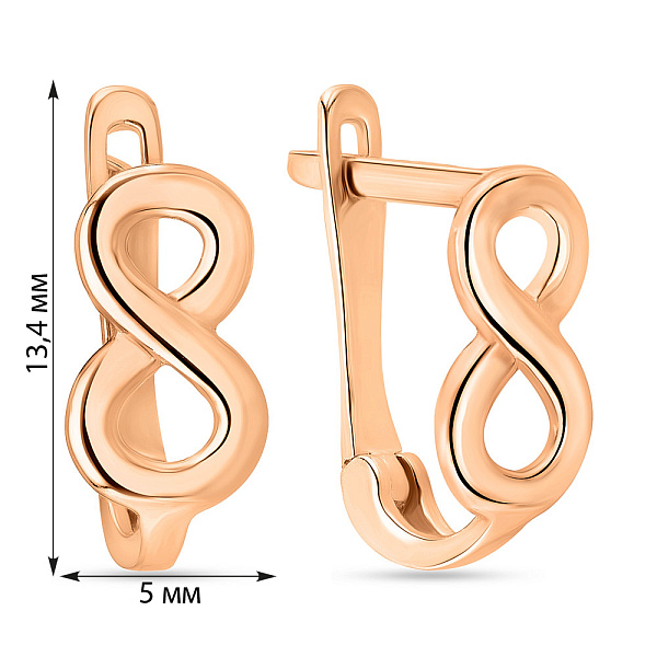 Дитячі сережки "Нескінченність" з червоного золота (арт. 106070) – зображення 2