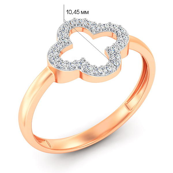 Каблучка "Клевер" з золота з фіанітами (арт. 141210) – зображення 8