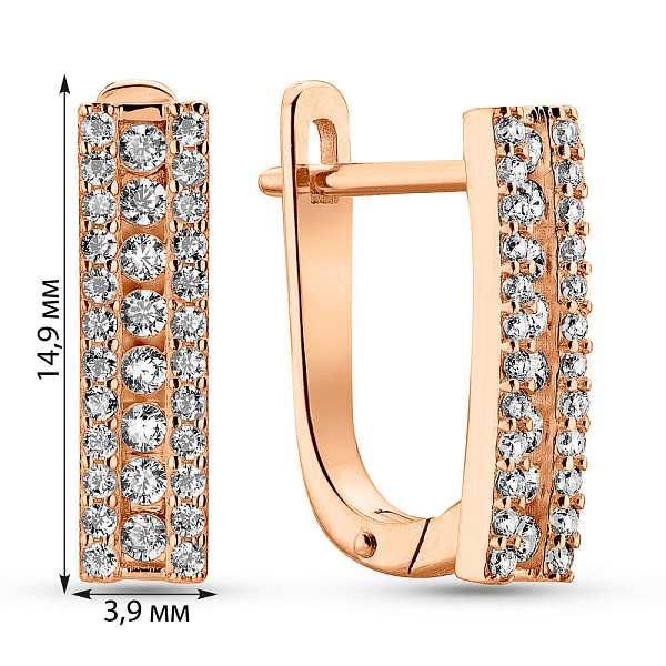 Серьги из красного золота с фианитами (арт. 1091527) – изображение 4