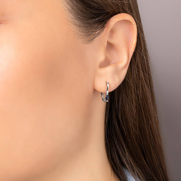 Серьги из белого золота с сапфирами и бриллиантами (арт. С011357бс) – изображение 4