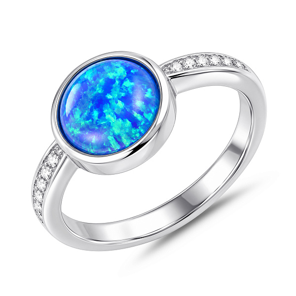 Серебряное кольцо с опалом и фианитами (арт. 7501/8665Пос) – изображение 1