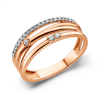 Каблучка з червоного золота з діамантами (арт. К011297010)