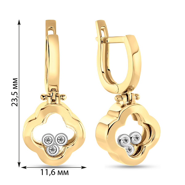 Серьги-подвески из желтого золота с фианитами (арт. 104804ж) – изображение 2