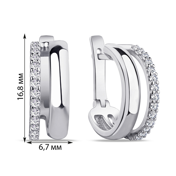 Сережки серебряные с белыми фианитами (арт. 7502/29223р) – изображение 2