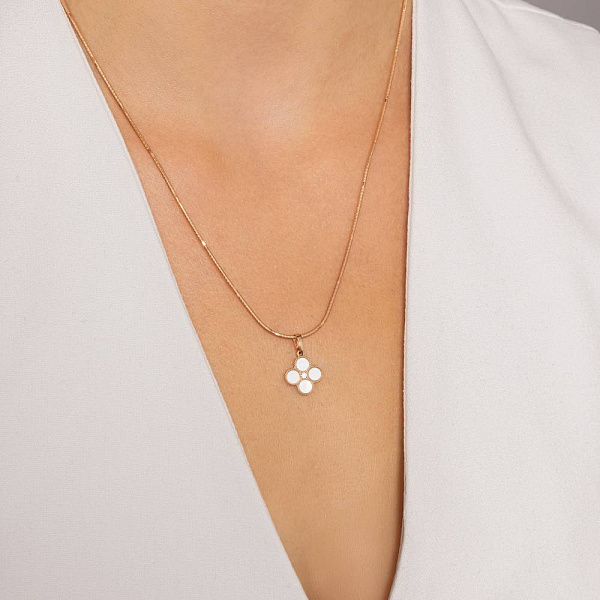 Подвеска из красного золота с фианитом и перламутром (арт. 441202п) – изображение 2