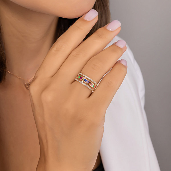 Каблучка з червоного золота з фіанітами (арт. 156401цв) – зображення 2