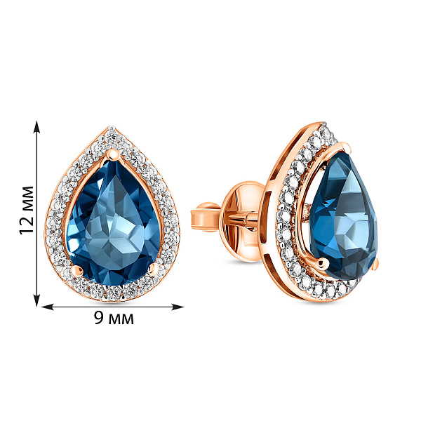 Золоті сережки з топазом і фіанітами (арт. 111249Пл) – зображення 4
