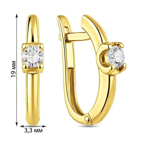 Серьги из желтого золота с фианитами (арт. 110386ж) – изображение 4