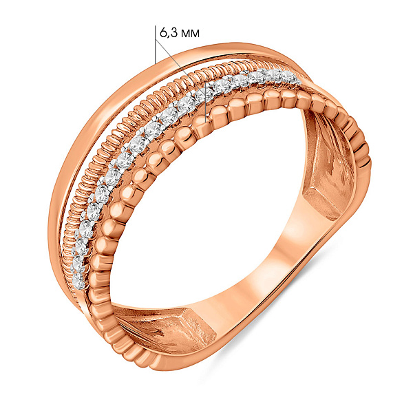 Каблучка з червоного золота з фіанітами (арт. 140758) – зображення 4