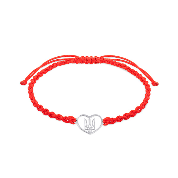 Браслет ТРизуб на шовковій нитці зі срібною вставкою для дітей (арт. Х340061кд) – зображення 1
