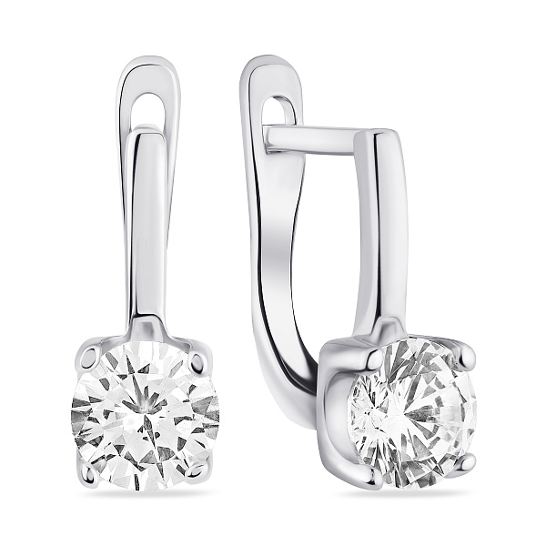Серебряные серьги с фианитом (арт. 7502/10208) – изображение 1