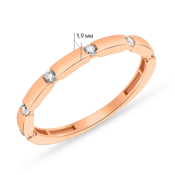 Кольцо из красного золота с фианитами (арт. 155401) – изображение 2