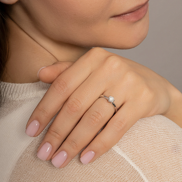 Каблучка для заручин з білого золота з діамантом (арт. К341230020б) – зображення 3