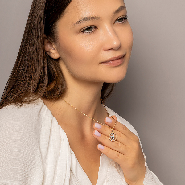 Золотой подвес "Козерог" с фианитами (арт. 440673) – изображение 6