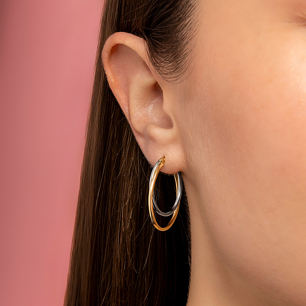 Сережки-кільця з жовтого і білого золота (арт. 108872/30жб) – зображення 2