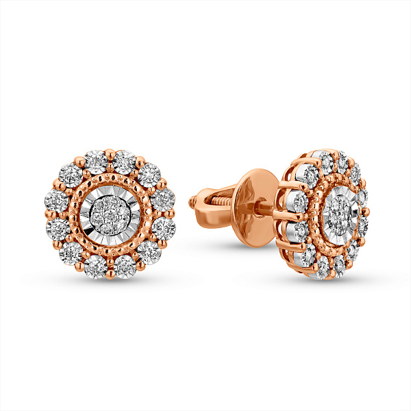 Золотые серьги пусеты с бриллиантами (арт. Т011723010) – изображение 1