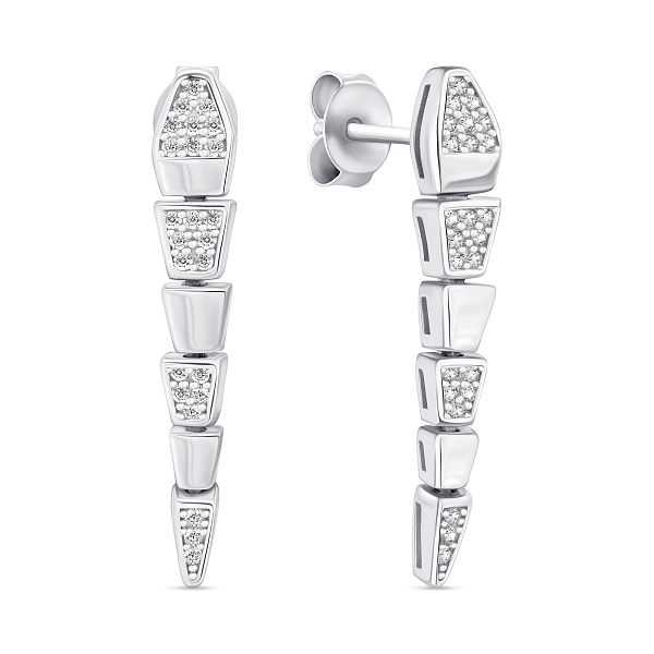 Серебряные серьги Змея с фианитами (арт. 7518/7246) – изображение 1