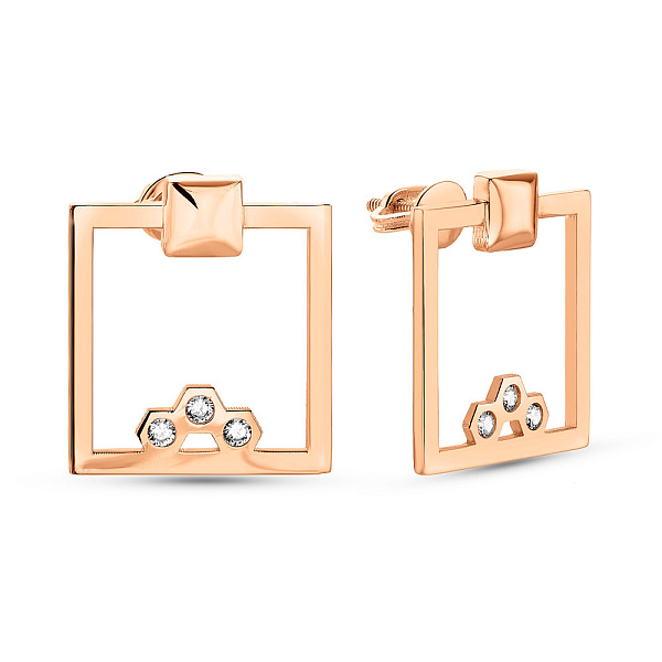 Золоті сережки квадратної форми (арт. 109456) – зображення 1