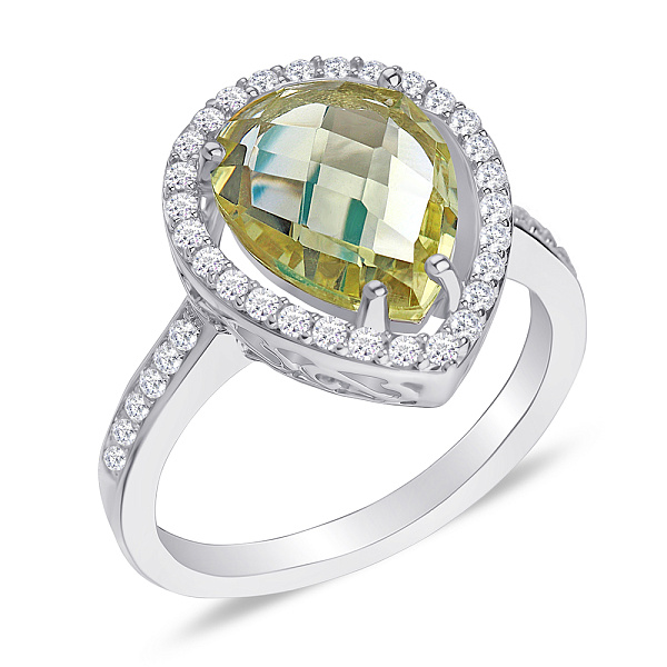 Серебряное кольцо с кварцем и фианитами (арт. 7001/4123Пкж) – изображение 1