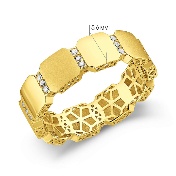 Кольцо из желтого золота с фианитами (арт. 156060жм) – изображение 4