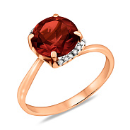 Золотое кольцо с гранатом и фианитами (арт. 140564Пк)