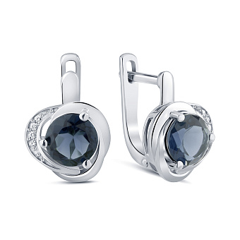 Срібні сережки з топазом і фіанітами (арт. 7502/2177951Пл)