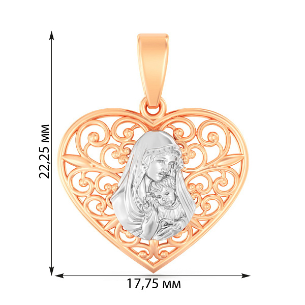 Золота ладанка Божа Матір з немовлям (арт. 440929кб) – зображення 2