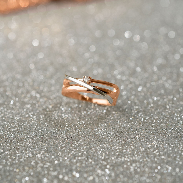 Золотое кольцо Синергия с фианитом (арт. 140530) – изображение 2