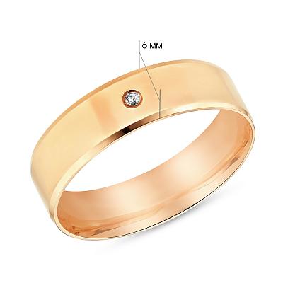 Золотое обручальное кольцо - комфорт с бриллиантом (арт. К239194)