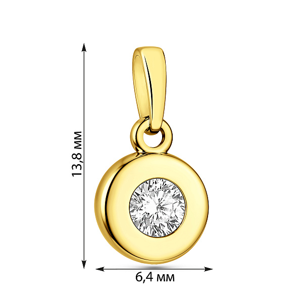 Подвес из желтого золота с фианитом (арт. 440296ж) – изображение 2