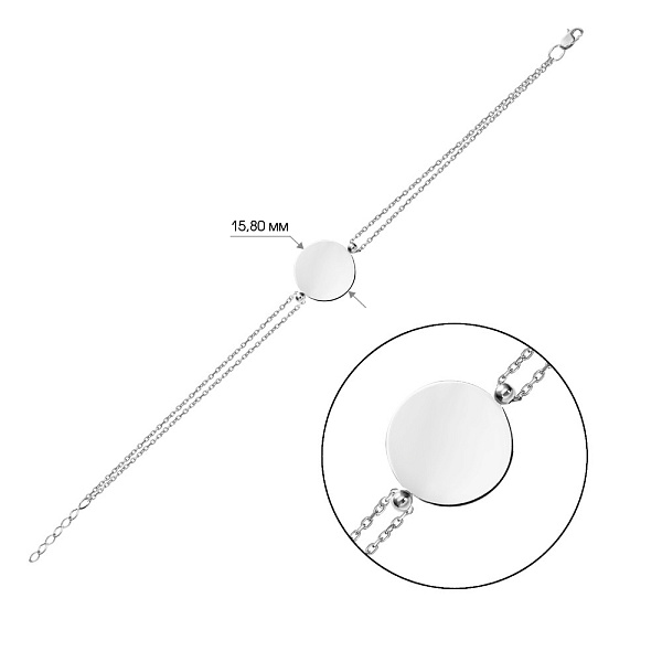 Браслет «Монета» из белого золота (арт. 324795б) – изображение 2