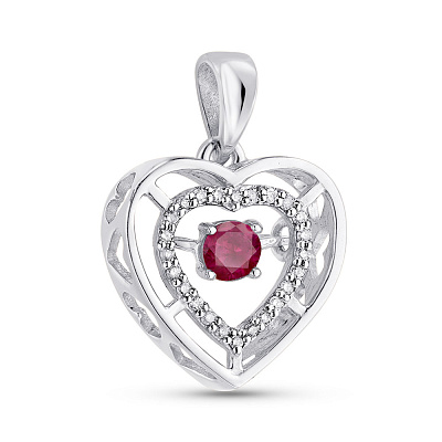 Золотой кулон Сердце с рубином и бриллиантами (арт. 3109502202р)