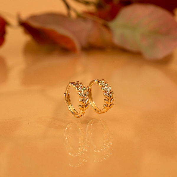 Сережки-кільця Колосок з жовтого золота (арт. 110701ж) – зображення 3