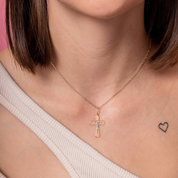 Крестик из красного и белого золота (арт. 514502) – изображение 3