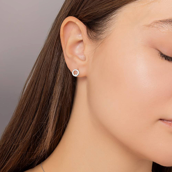 Сережки-пусети з білого золота з діамантами (арт. Т011144005б) – зображення 3