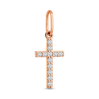 Фото Крестик из красного золота с фианитами (арт. 440881)