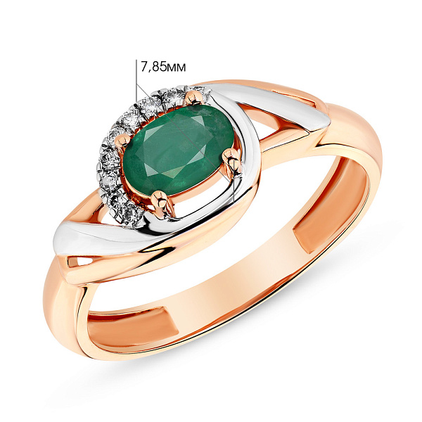 Золота каблучка зі смарагдом і діамантами (арт. К011045и) – зображення 5