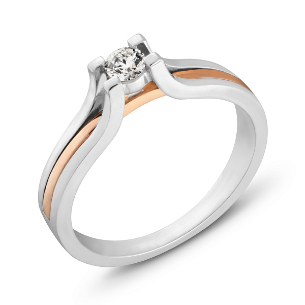 Золота каблучка для заручин з діамантом (арт. К011002015бк) – зображення 1