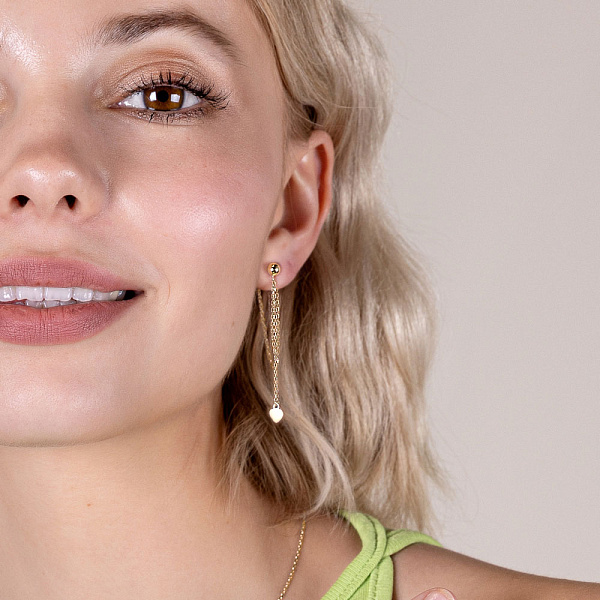 Серьги Fly из желтого золота с цепочкой (арт. 109786ж) – изображение 2