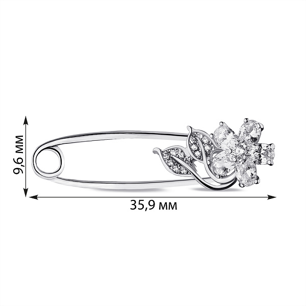Серебряная булавка Цветок с фианитами (арт. 7511/7-063-р) – изображение 2