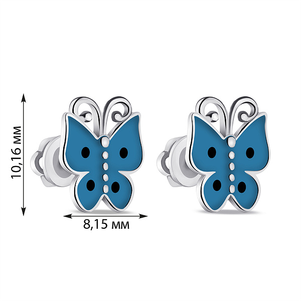 Детские серебряные серьги-пусеты с эмалью (арт. 7518/1073вегсю) – изображение 2