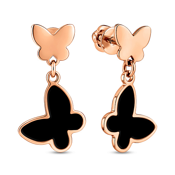 Серьги Бабочки из красного золота с эмалью (арт. 110020еч) – изображение 1