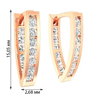Дитячі сережки з червоного золота з фіанітами (арт. 110155)